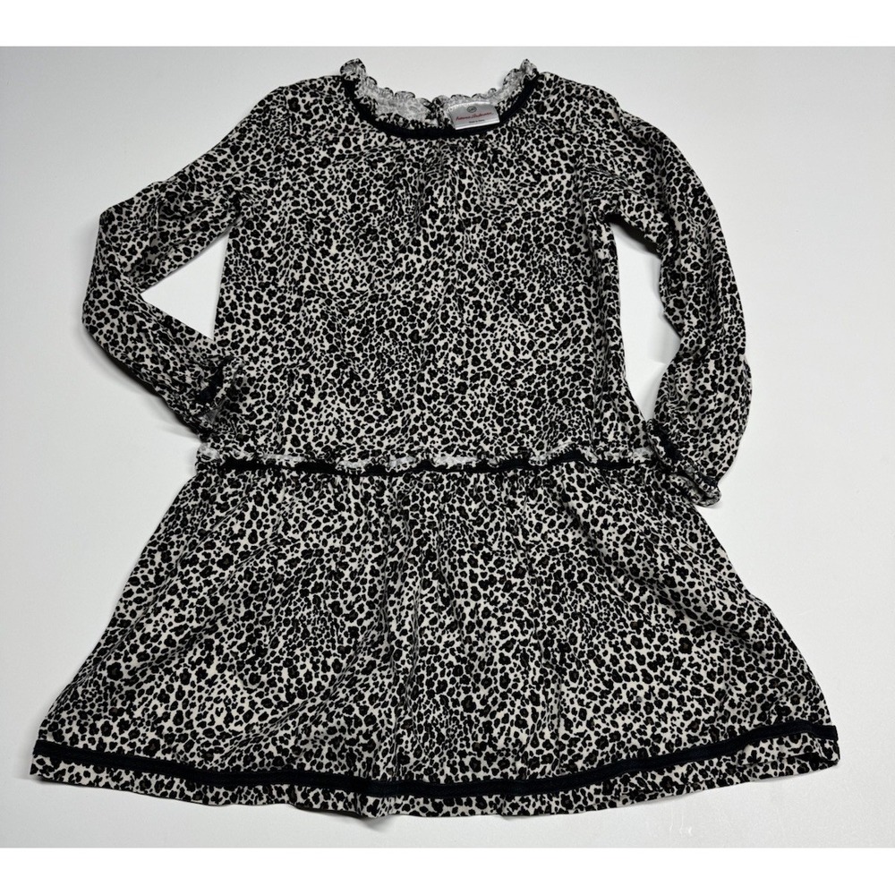 Hanna Andersson Dropwaist Leopard Animal Print Dress Girls Size 120 US 6 Ruffles